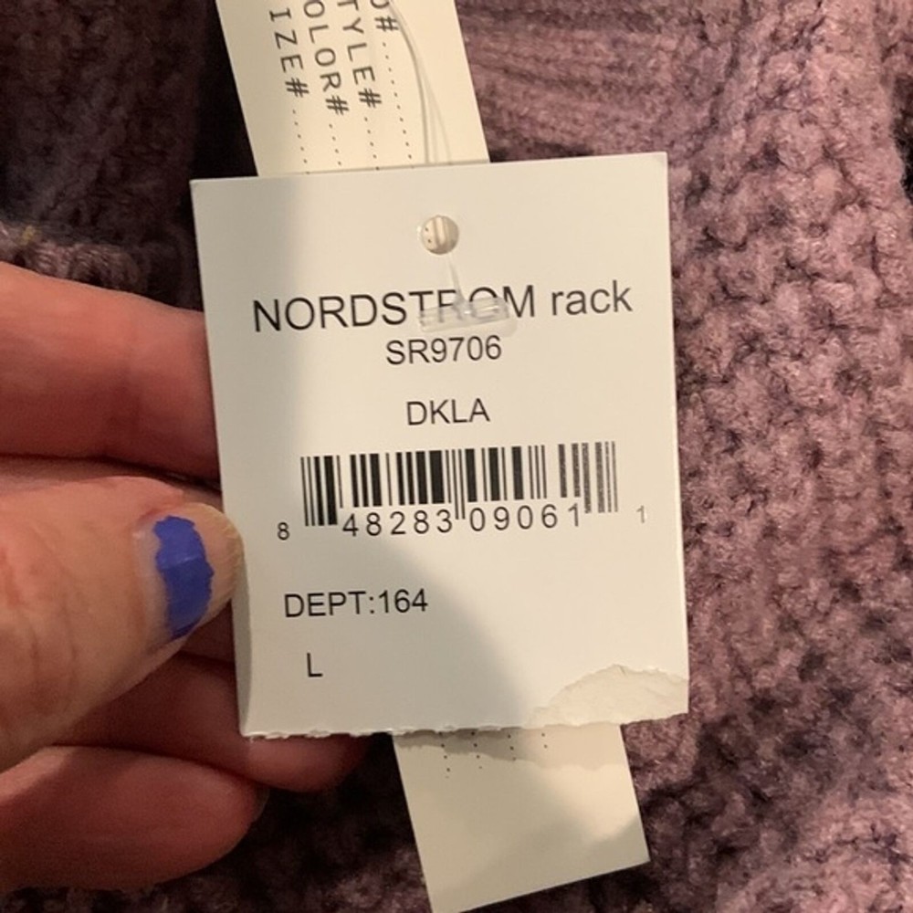 Sweet Romeo large waffle knit crew neck dark lavender sweater NWT - Picture 7 of 9